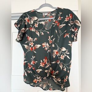 Stitch Fix West K Floral Blouse with Front Tie